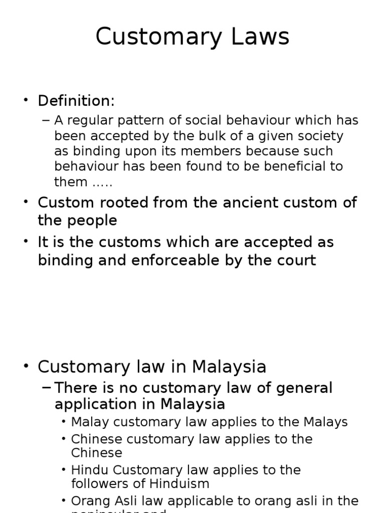 Customary Laws PDF Malaysia Justice