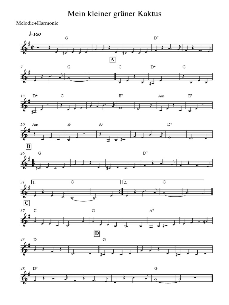 Mein Kleiner Grner Kaktus - Melodie Harmonie PDF | PDF | Ajedrez