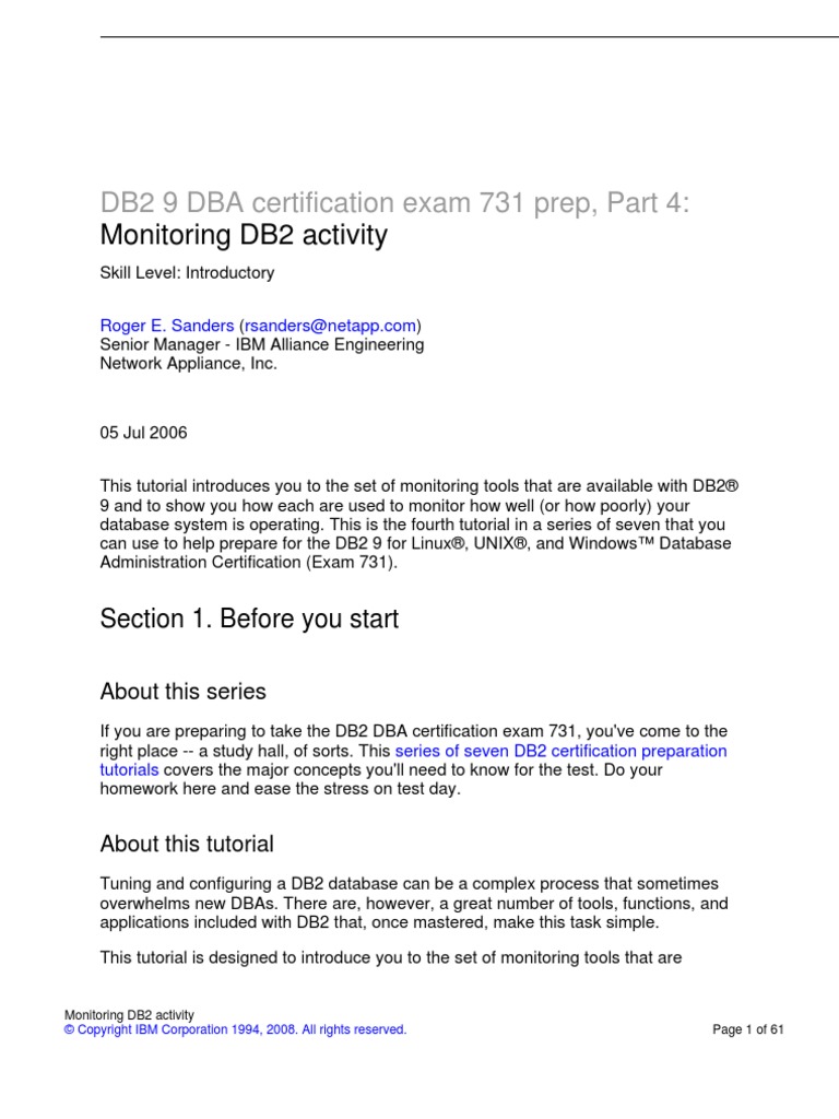 Db2 Cert7314 PDF | PDF | Ibm Db2 | Sql