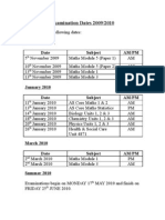 Examination Dates 2009 and 2010