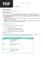 properties of water lesson summary