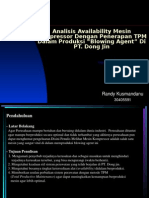 Analisis Availability Mesin Kompressor Dengan Penerapan TPM Dalam Produksi Blowing Agent Di PT. Dong Jin
