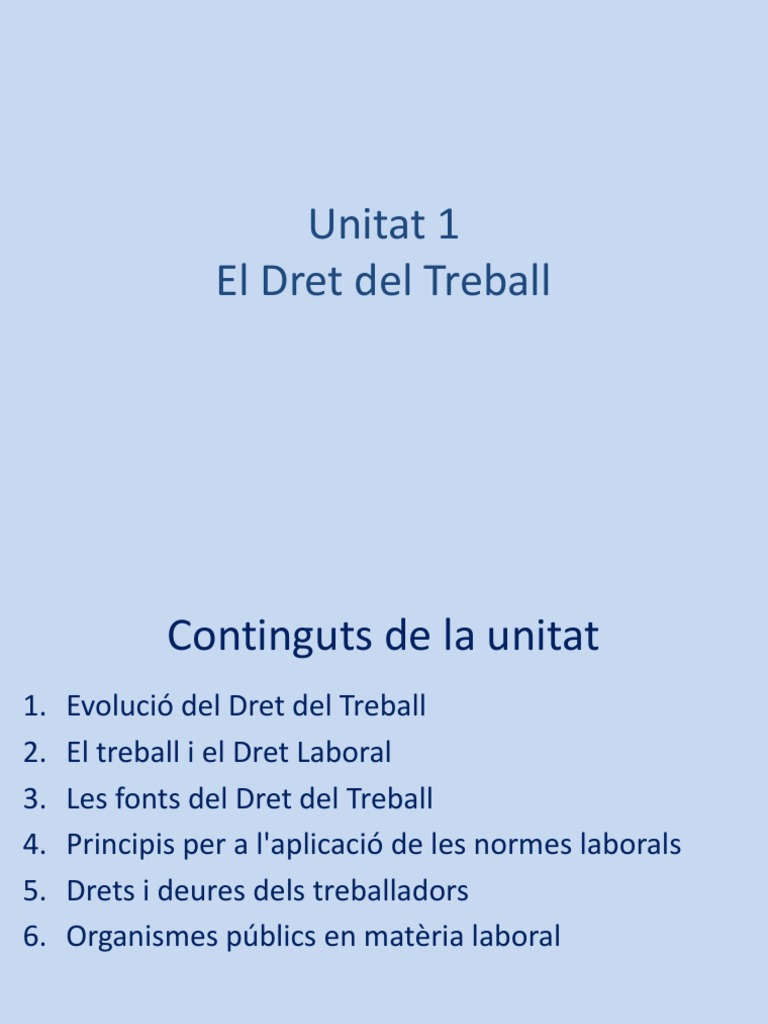 FOL Unitat 1 El Dret Del Treball | PDF