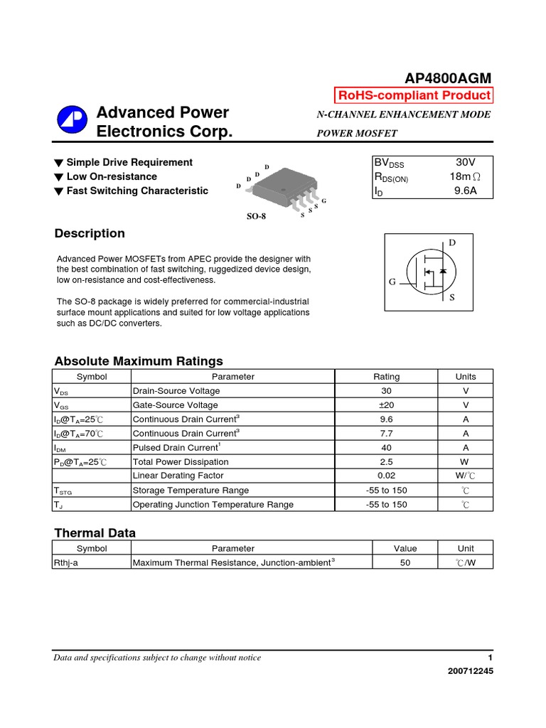 4800 Agm | PDF | Field Effect Transistor | Mosfet