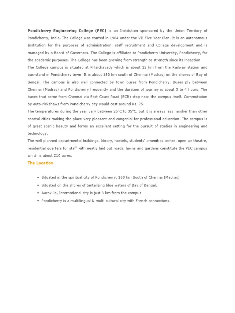 Pondicherry Engineering College | PDF