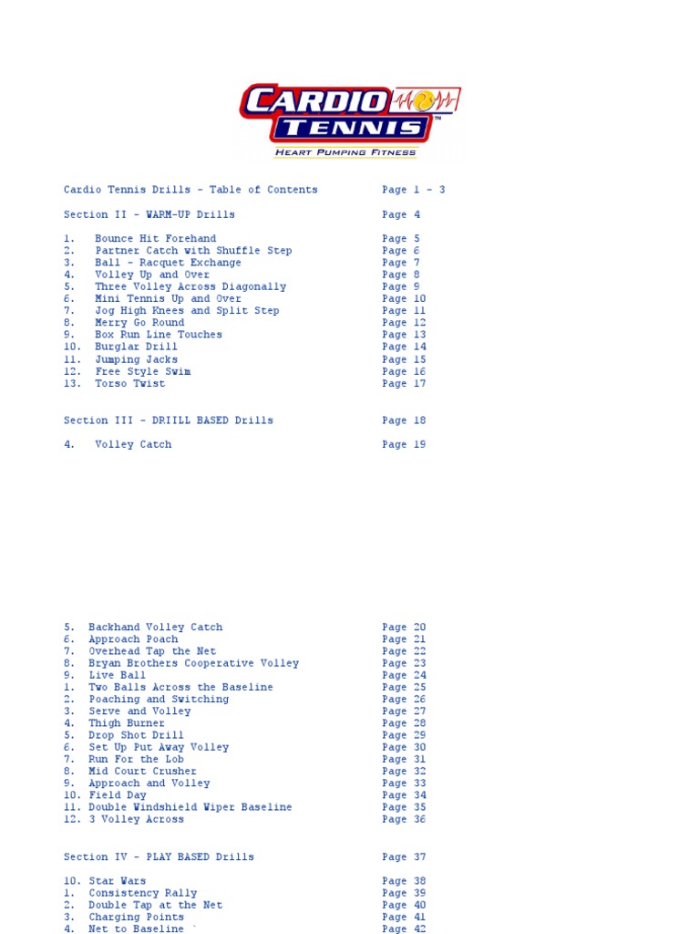 Cardio Tennis Drills PDF Volleyball Leisure