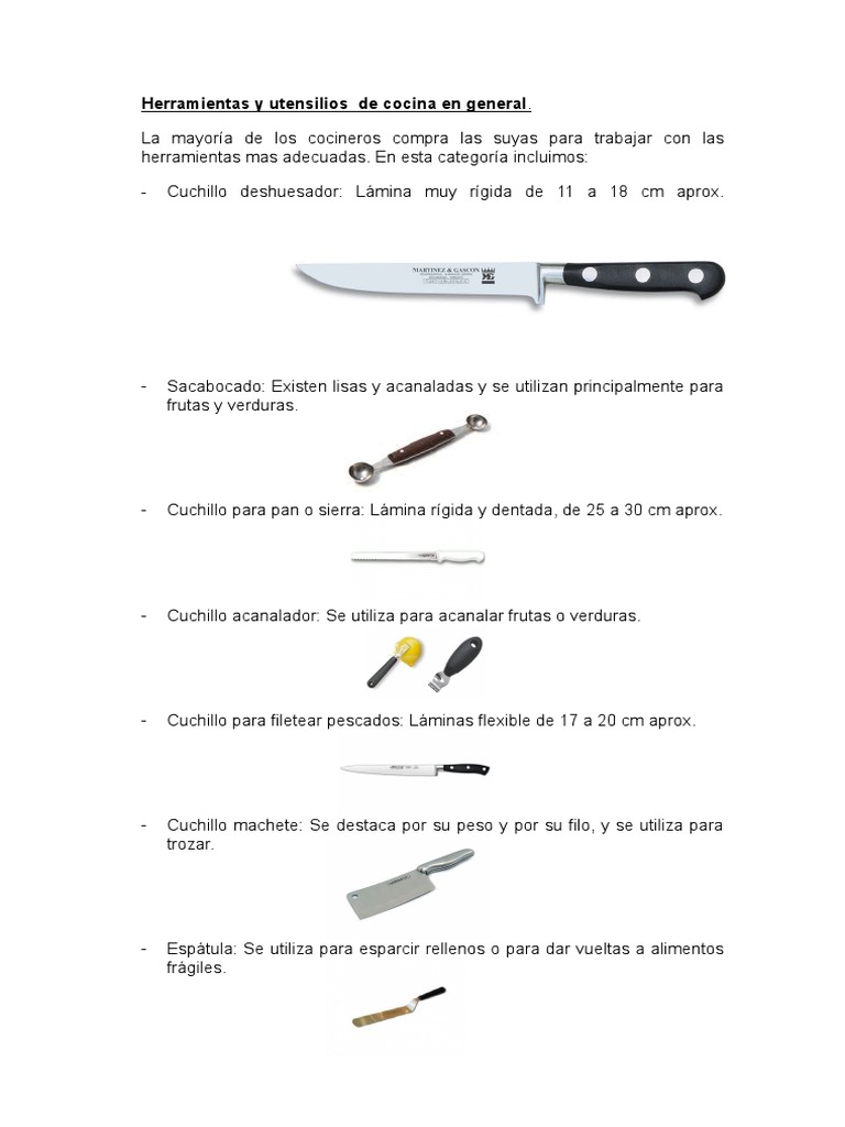 11.- Herramientas y Utensilios de Cocina en General | Cuchillo