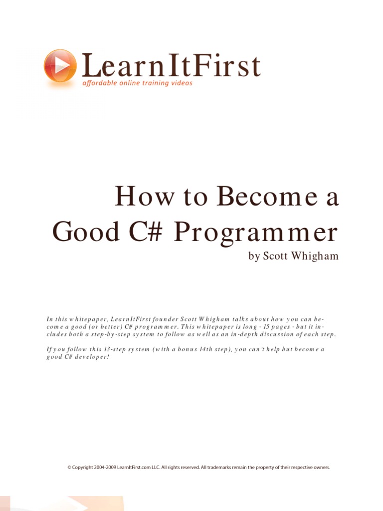 How To Become A Good C# Programmer | PDF | Programmer | Computer ...