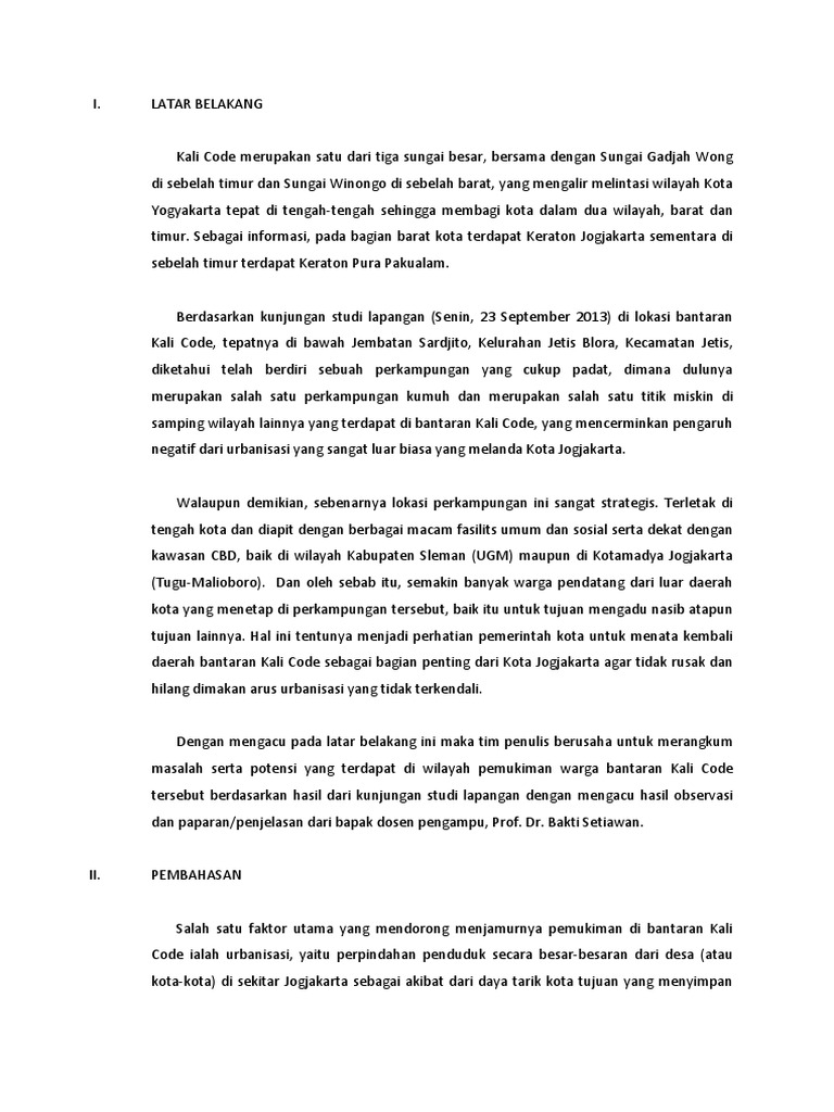 Pemukiman dan Pengelolaan Kali Code | PDF