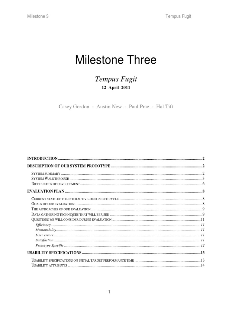 Tempus Fugit: Prototype Evaluation and Usability Specifications | PDF ...
