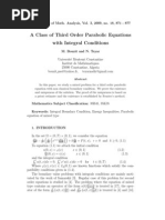 A Class of Third Order Parabolic Equations With Integral Conditions