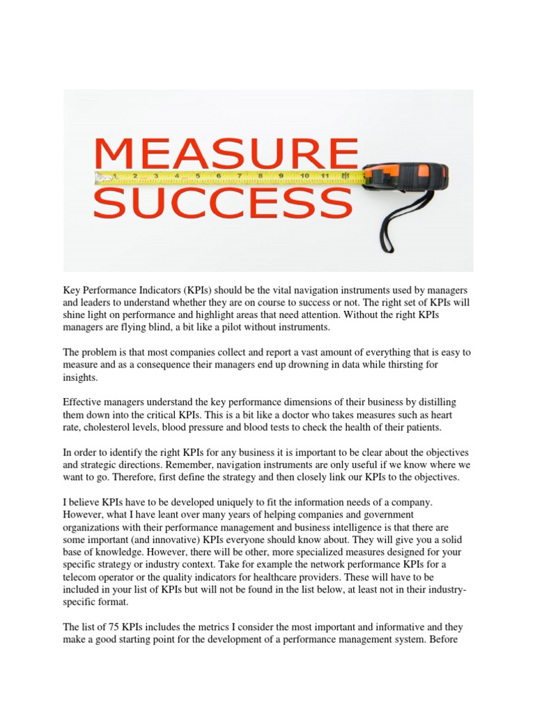 Key Performance Indicators | PDF | Performance Indicator | Profit ...