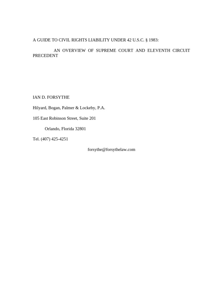 Civil Rights Liability Under § 1983 Guide | PDF | Fourteenth Amendment ...