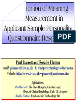 The Distortion of Meaning and Measurement in Applicant Sample Personality Questionnaire Responses