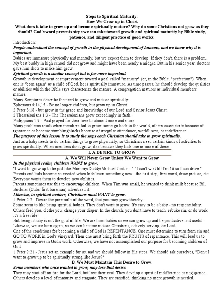 Steps to Spiritual Maturity in Christ | PDF | Repentance | Spirituality