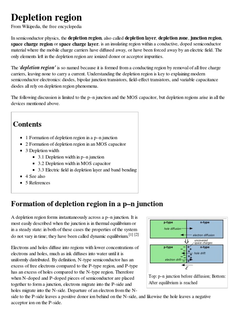 Depletion Region | PDF | P–N Junction | Solid State Chemistry