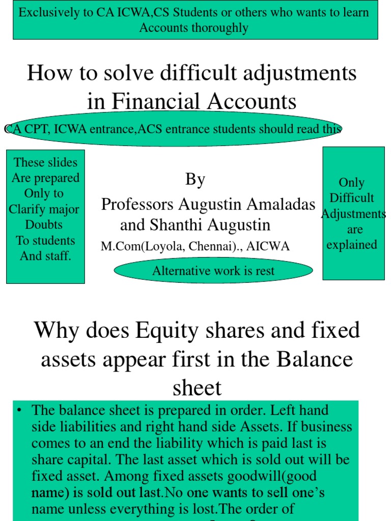 How To Solve Difficult Adjustments and Journal Entries in Financial ...