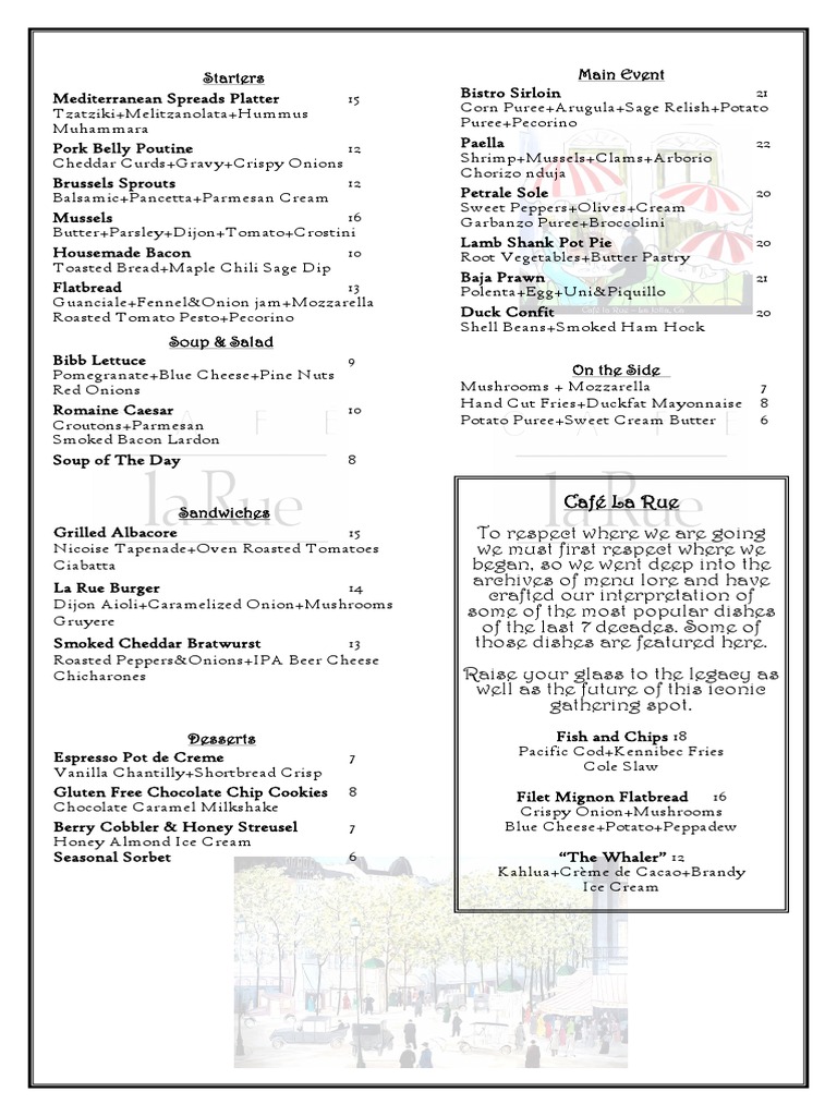 Menu du Café La Rue | PDF | Raisin | Préparation de nourriture et de ...