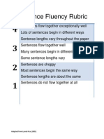 Sentence Fluency Rubric