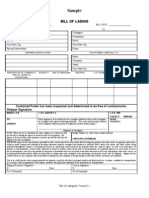 Sample of Bill of Lading