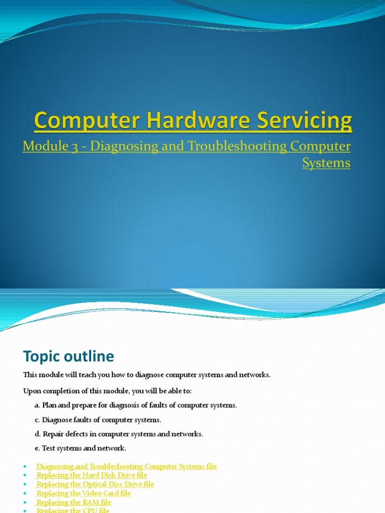 Diagnosing and Troubleshooting Computer Systems | PDF | Computers ...