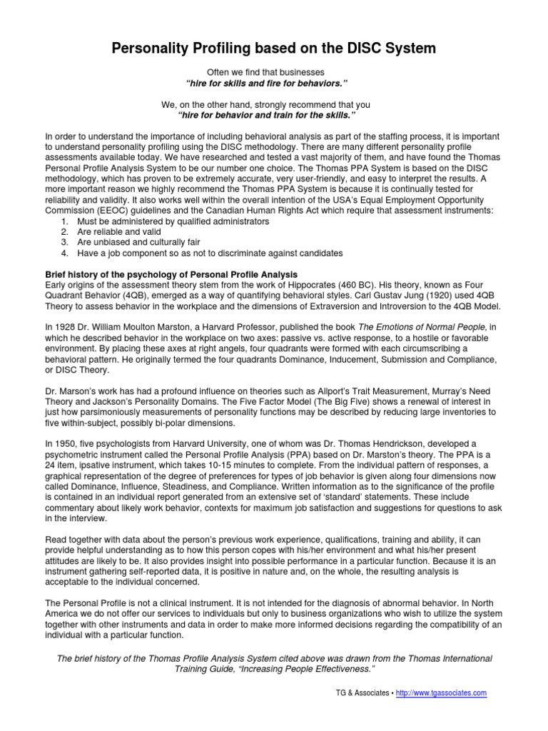 Disc Profiling Pdf Social Psychology Behavioural Sciences