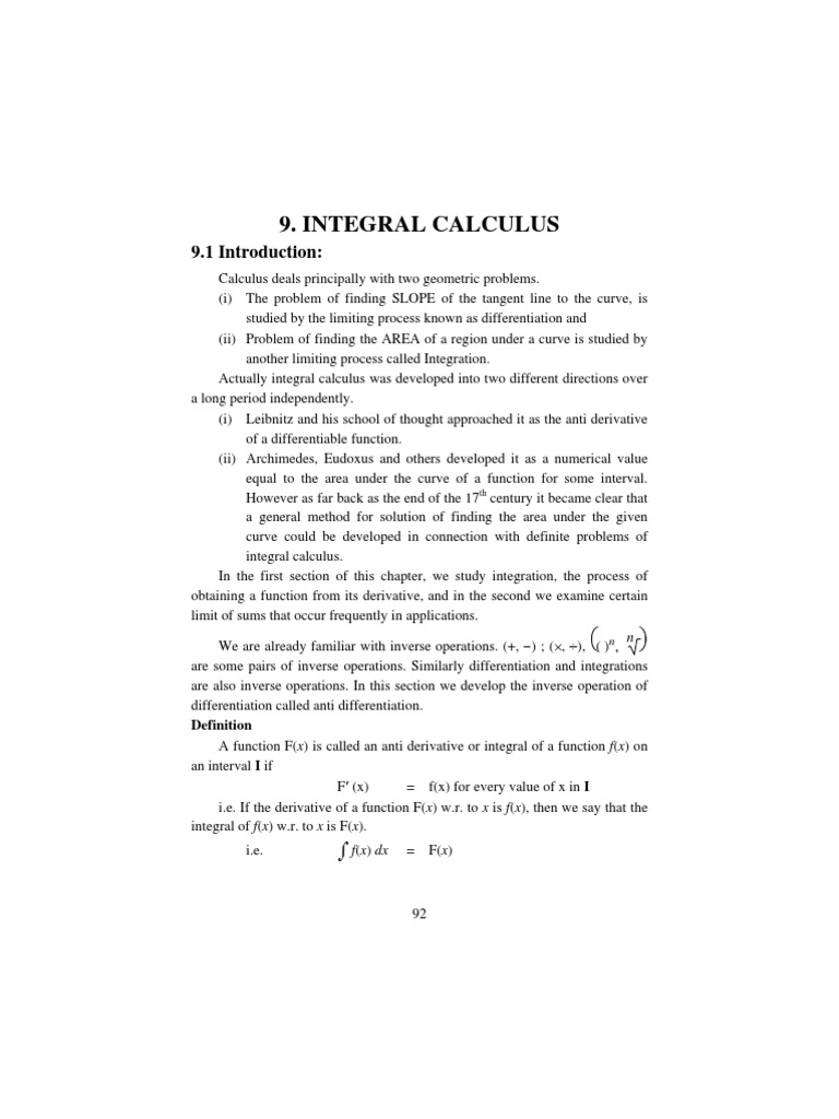 Integral Calculus: Concepts and Examples | PDF | Integral | Calculus