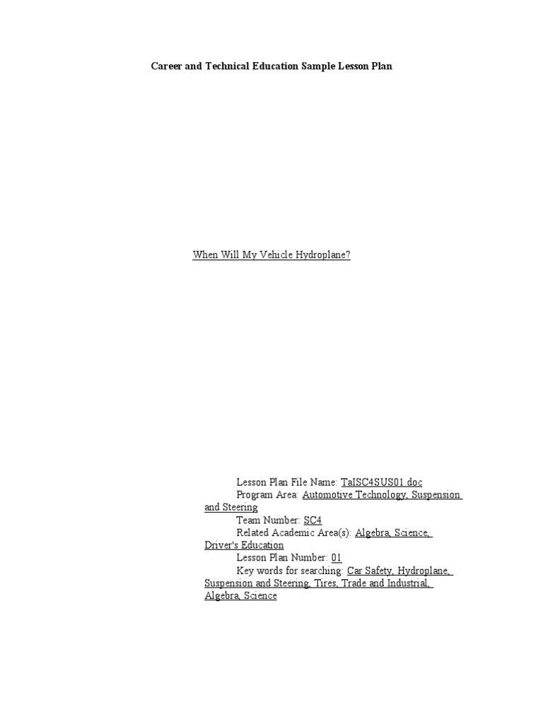 Automotive Lesson Plan Wheel Automobiles