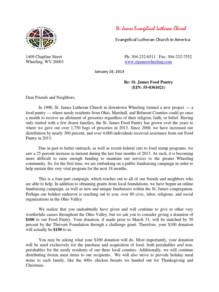 Pantry Organization Letter PDF Fundraising Food Bank