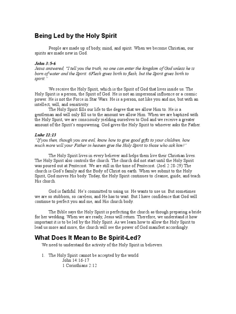 Being Led by the Holy Spirit Guide | PDF | John The Baptist | Christianity