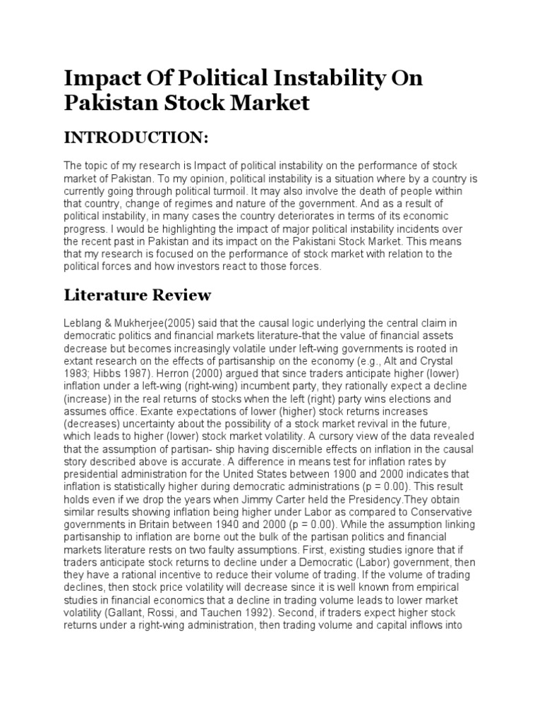 Political Instability's Impact on Pakistan Stocks | PDF | Inflation ...