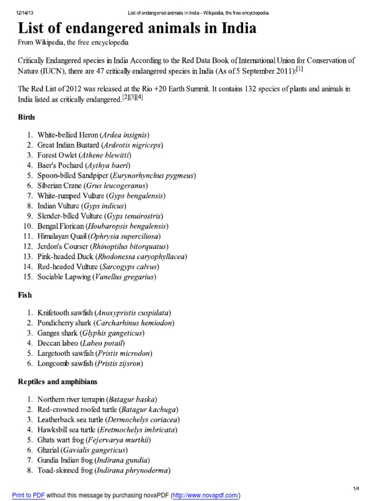 Endangered and Threatened Species in India | PDF | Computers