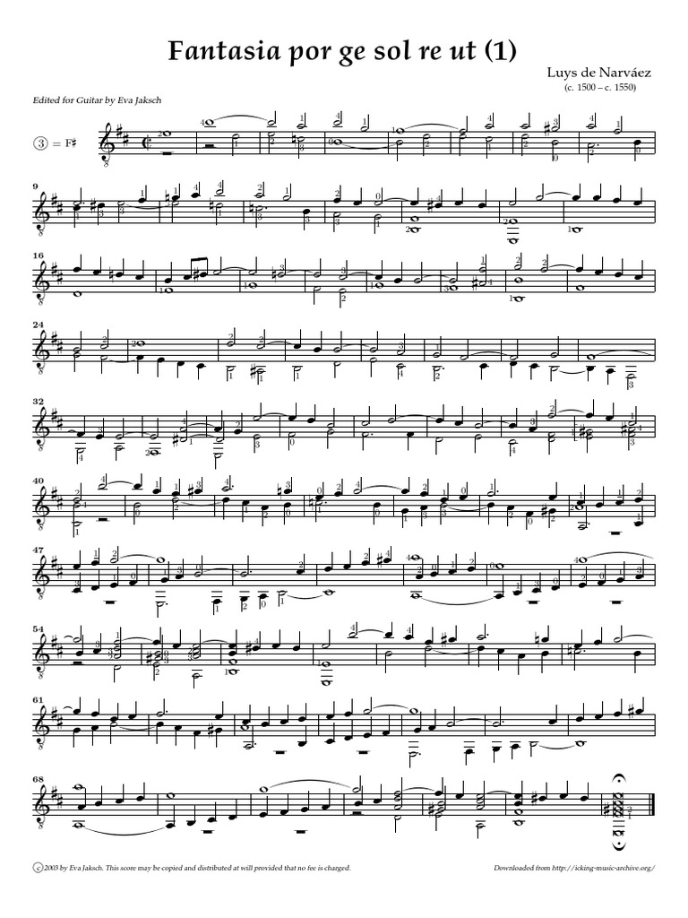 Narváez, Luys de (c.1500 - c.1550) sheet music