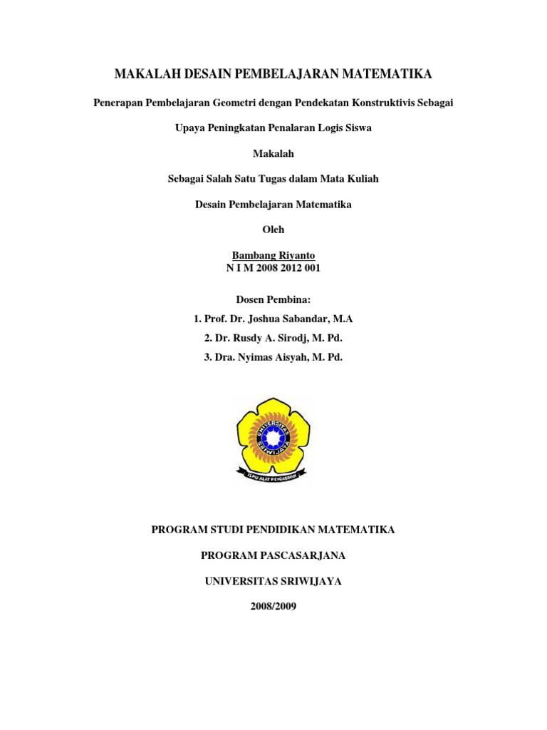 Makalah Desain Pembelajaran Matematika Pdf