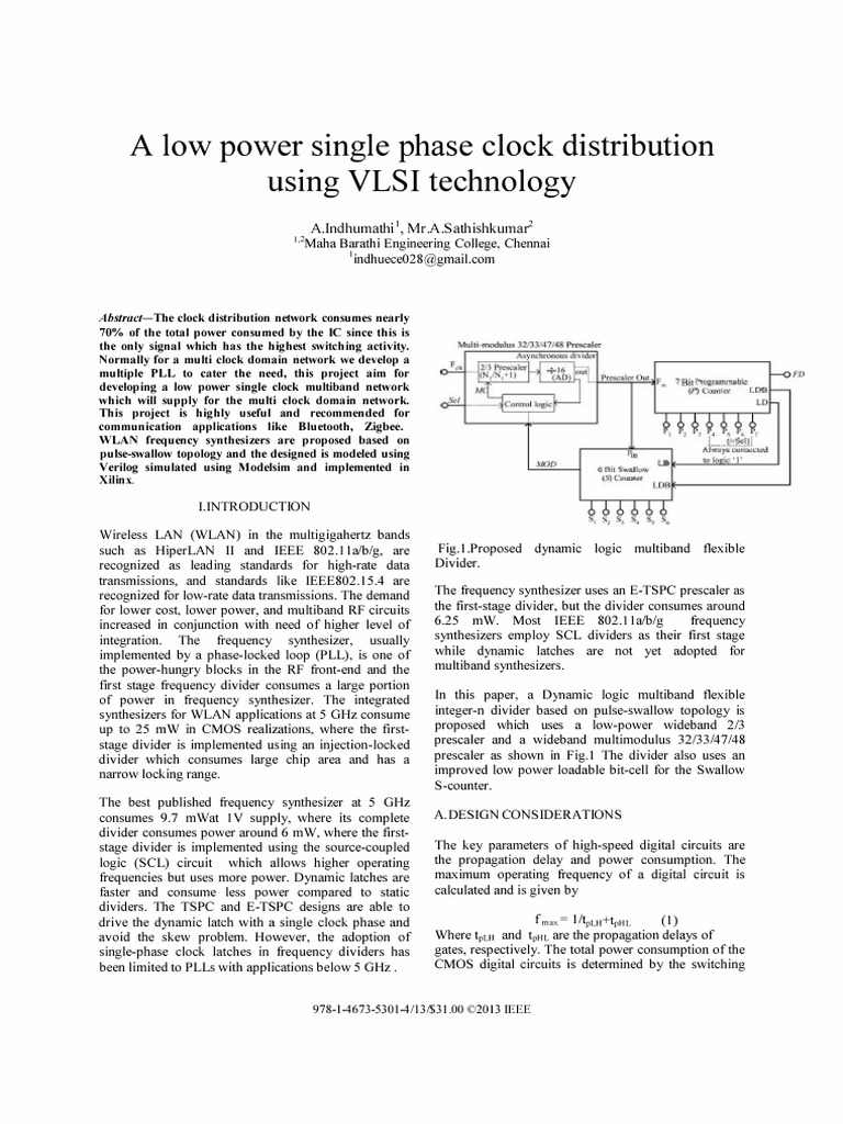Low Power Single Phase Clock Distribution | PDF | Wireless Lan | Cmos