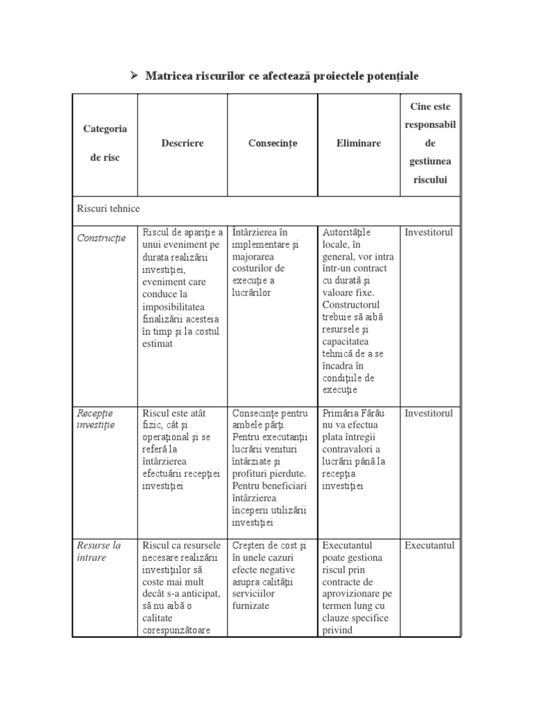 Matricea Riscurilor | PDF