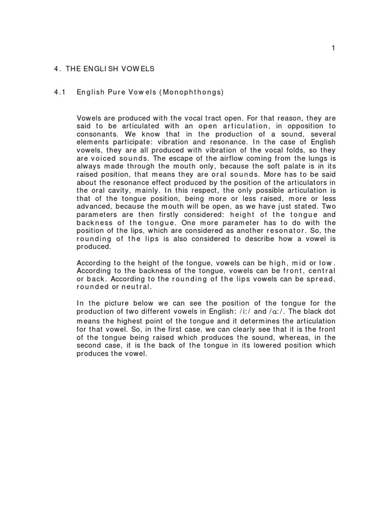 English Vowels PDF Vowel Languages