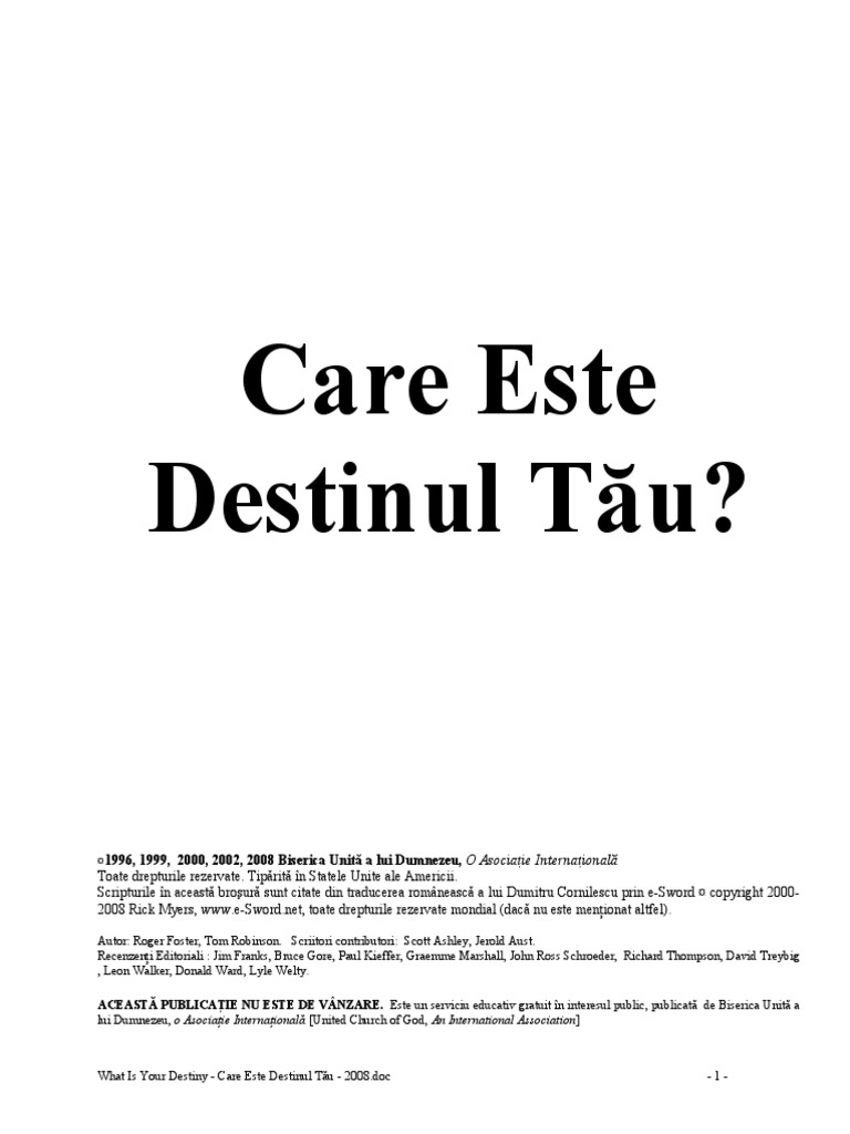 Care Este Destinul Tău | PDF