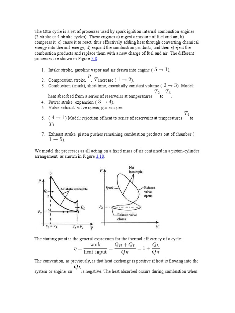 The Otto Cycle Is A Set of Processes Used by Spark Ignition Internal