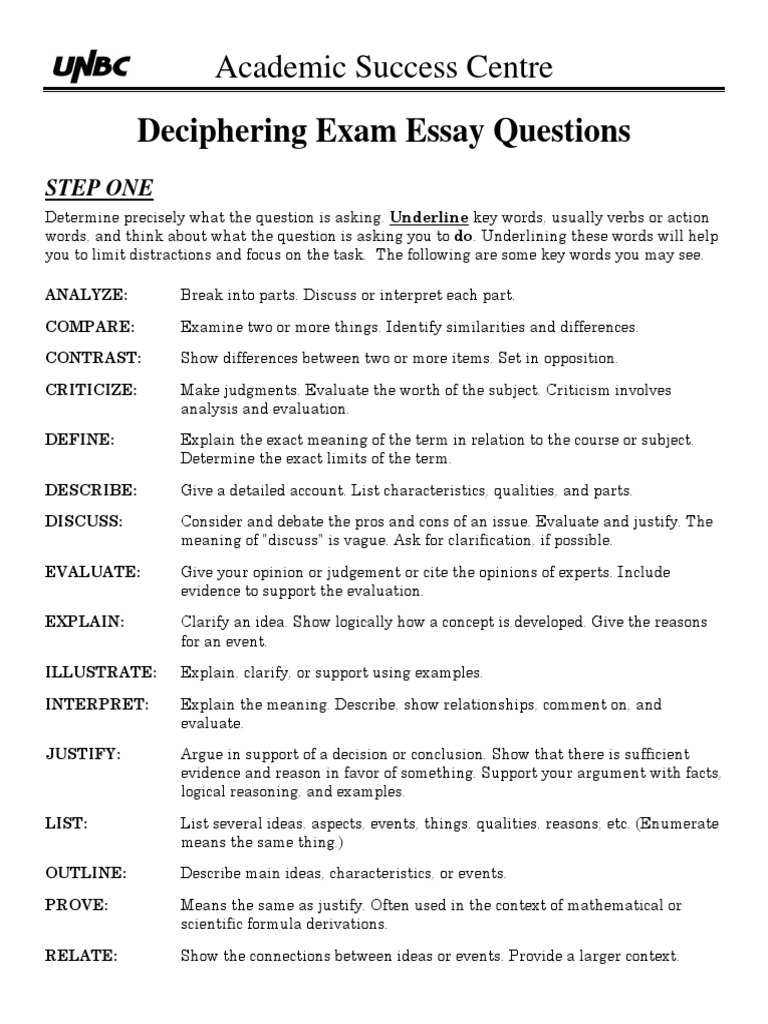 Guide to Analyzing Exam Essay Questions | PDF | Essays | Reason
