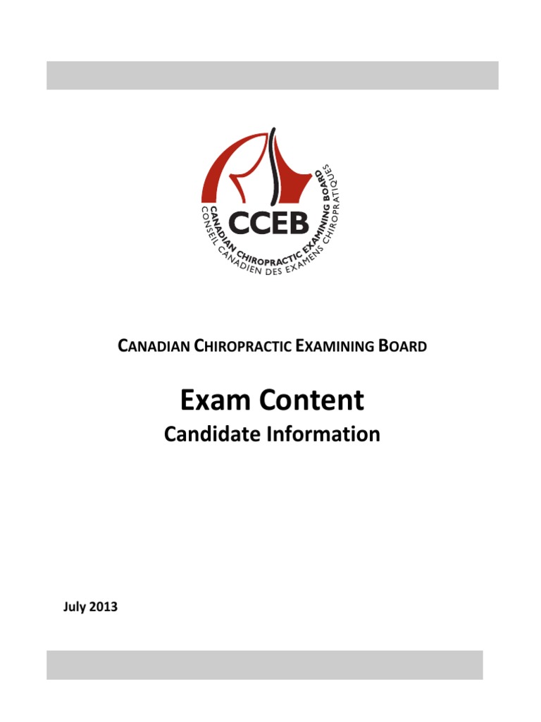 CCEB Exam Content July 2013 | PDF | Chiropractic | Pathology