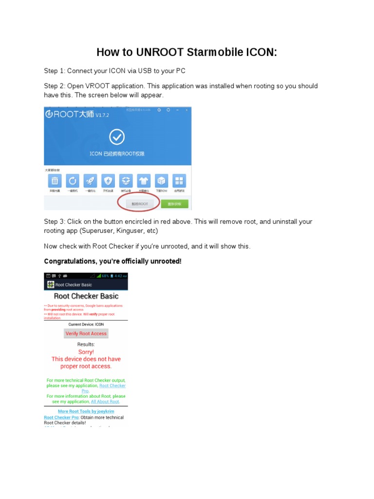 Unroot Starmobile ICON Guide | PDF