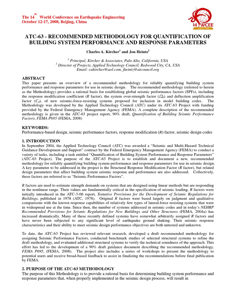 ATC-63 Seismic Performance Methodology | PDF | Earthquake Engineering ...