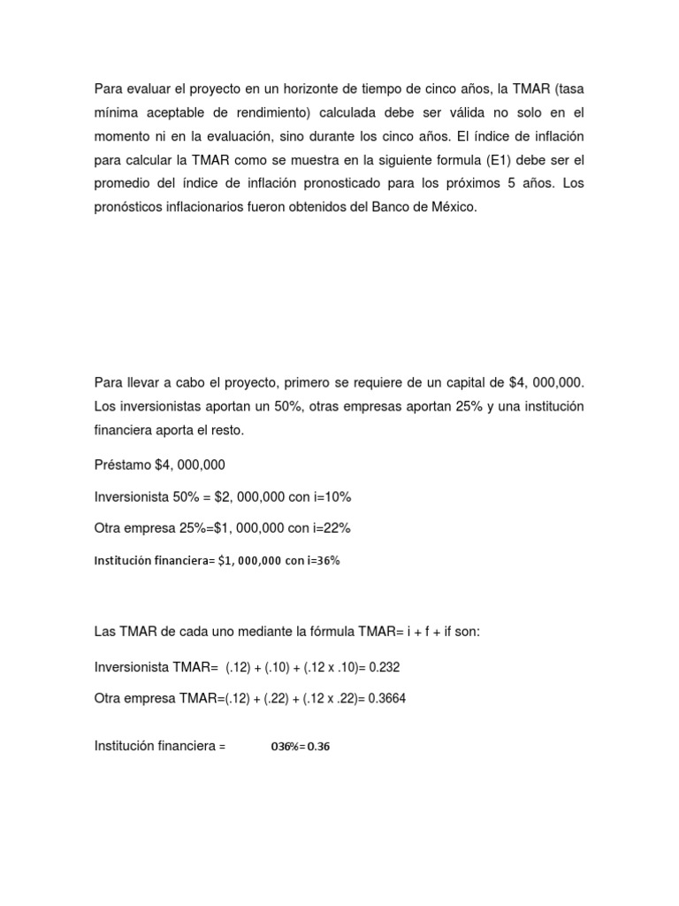 Cálculo de TMAR en Proyectos Financieros | PDF