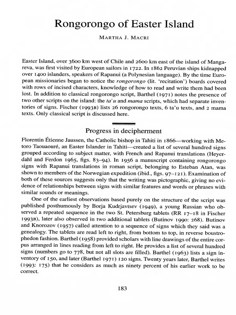 Rongorongo of Easter Island | PDF | Syllable | Writing