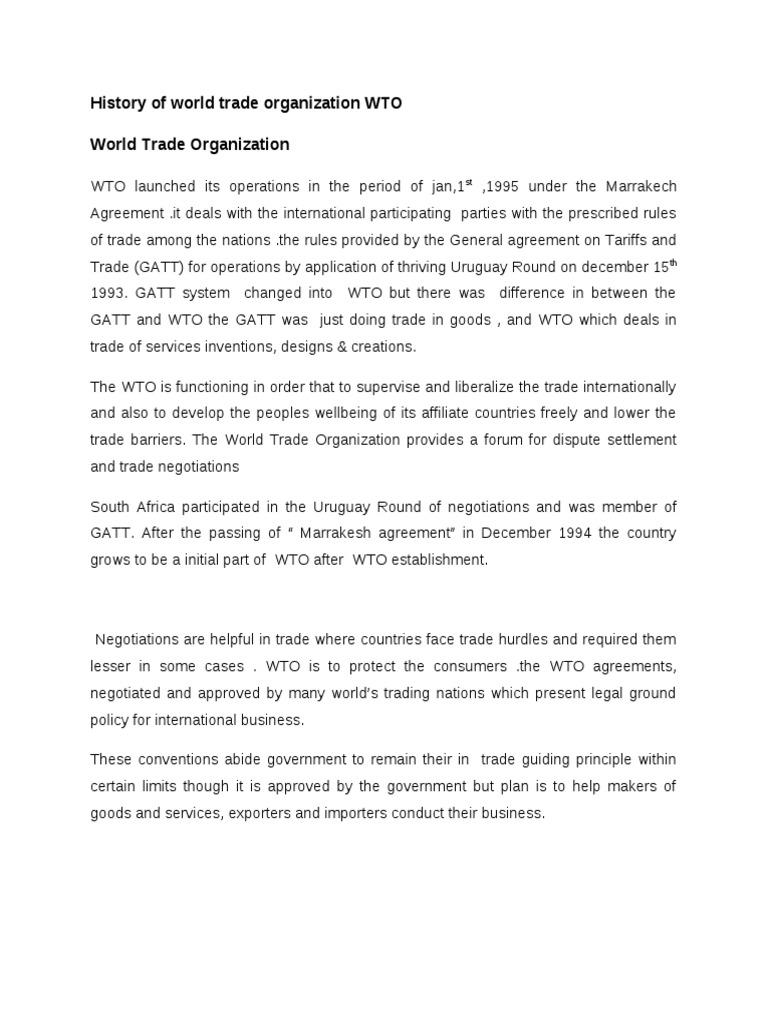 History of World Trade Organization | PDF | World Trade Organization ...
