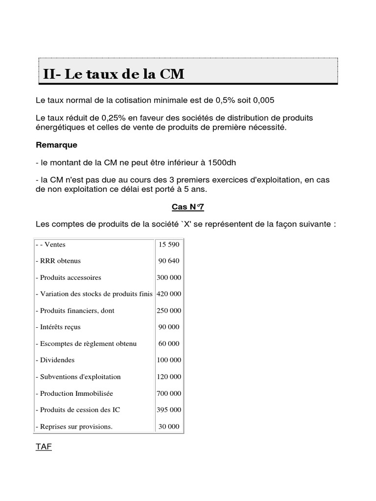 Taux de Cotisation Minimale au Maroc 2023 | PDF