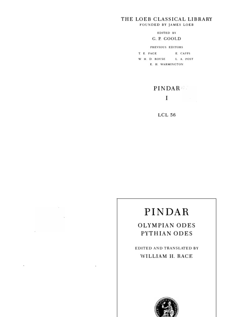 Pindar. Olympian Odes. Pythian Odes (Loeb Classical Library, 1997) PDF ...