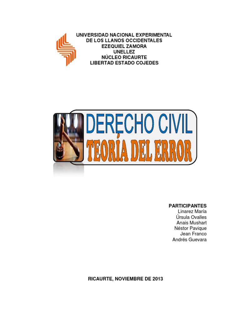 Clases y Efectos del Error en Negocios Jurídicos | PDF | Intención ...