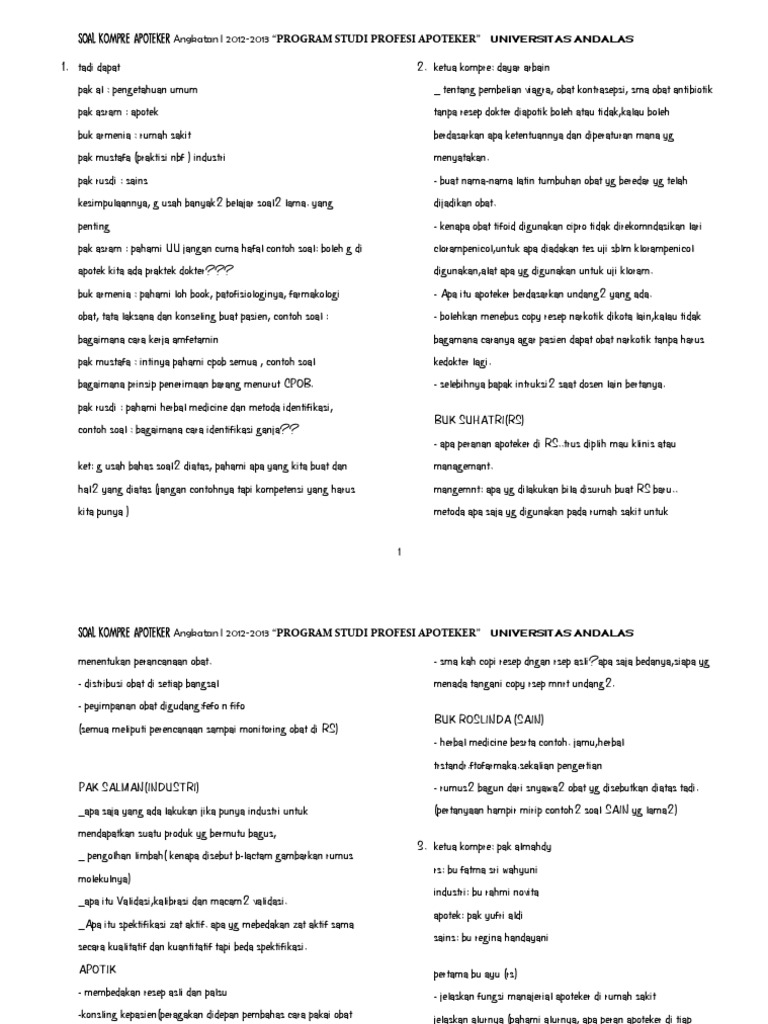 Soal Kompre Apoteker 2012 2013